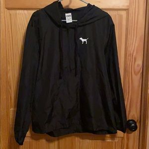 PINK black windbreaker jacket 1/4 zip hooded